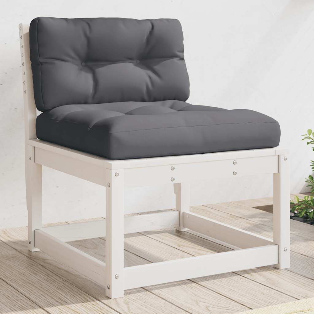 Garden Sofa Solid Wood Pine White with cushions 1