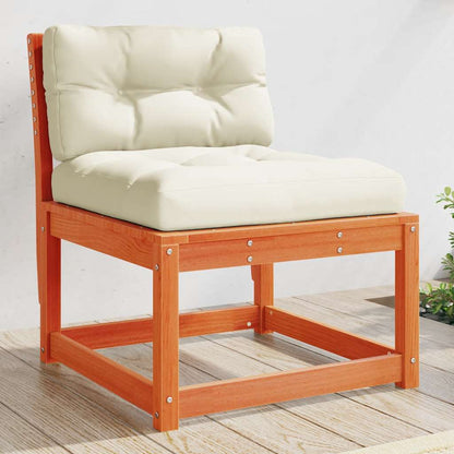 Garden Sofa Solid Wood Pine Wax brown with cushions 1