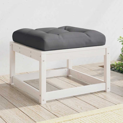 Garden Footstool Solid Wood Pine White With cushions