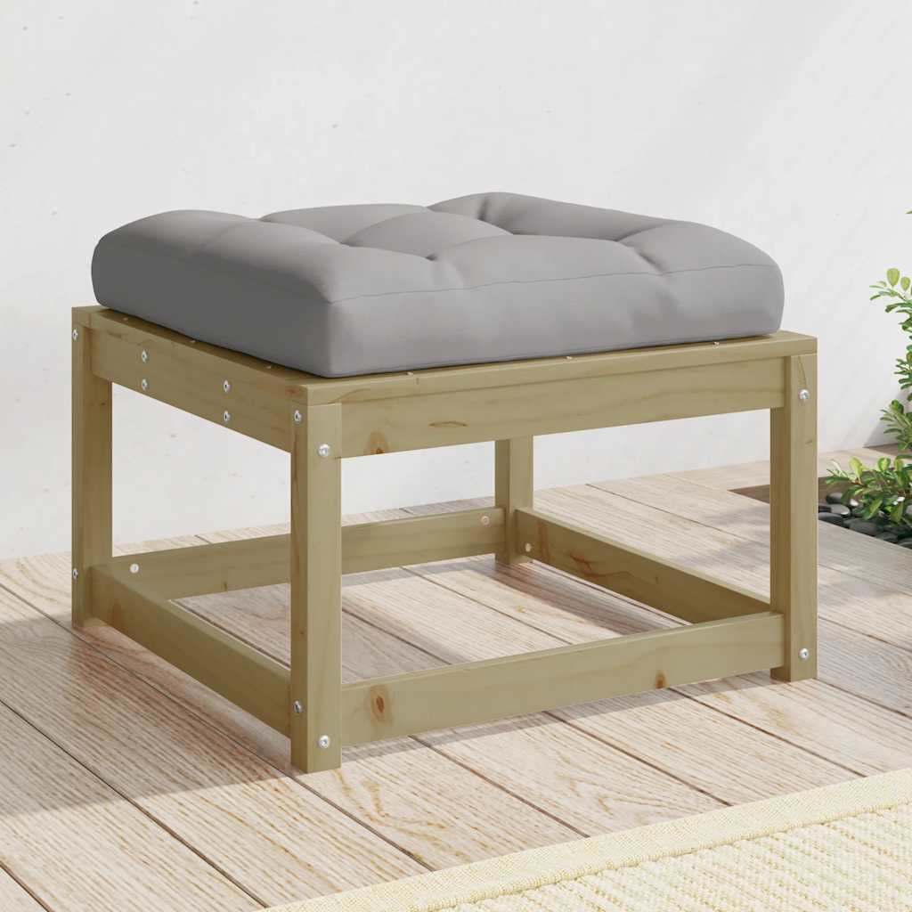 Garden Footstool Solid Wood Pine Natural impregnated With cushions