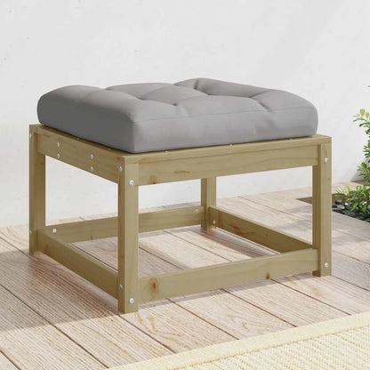 Garden Footstool Solid Wood Pine Natural impregnated With cushions