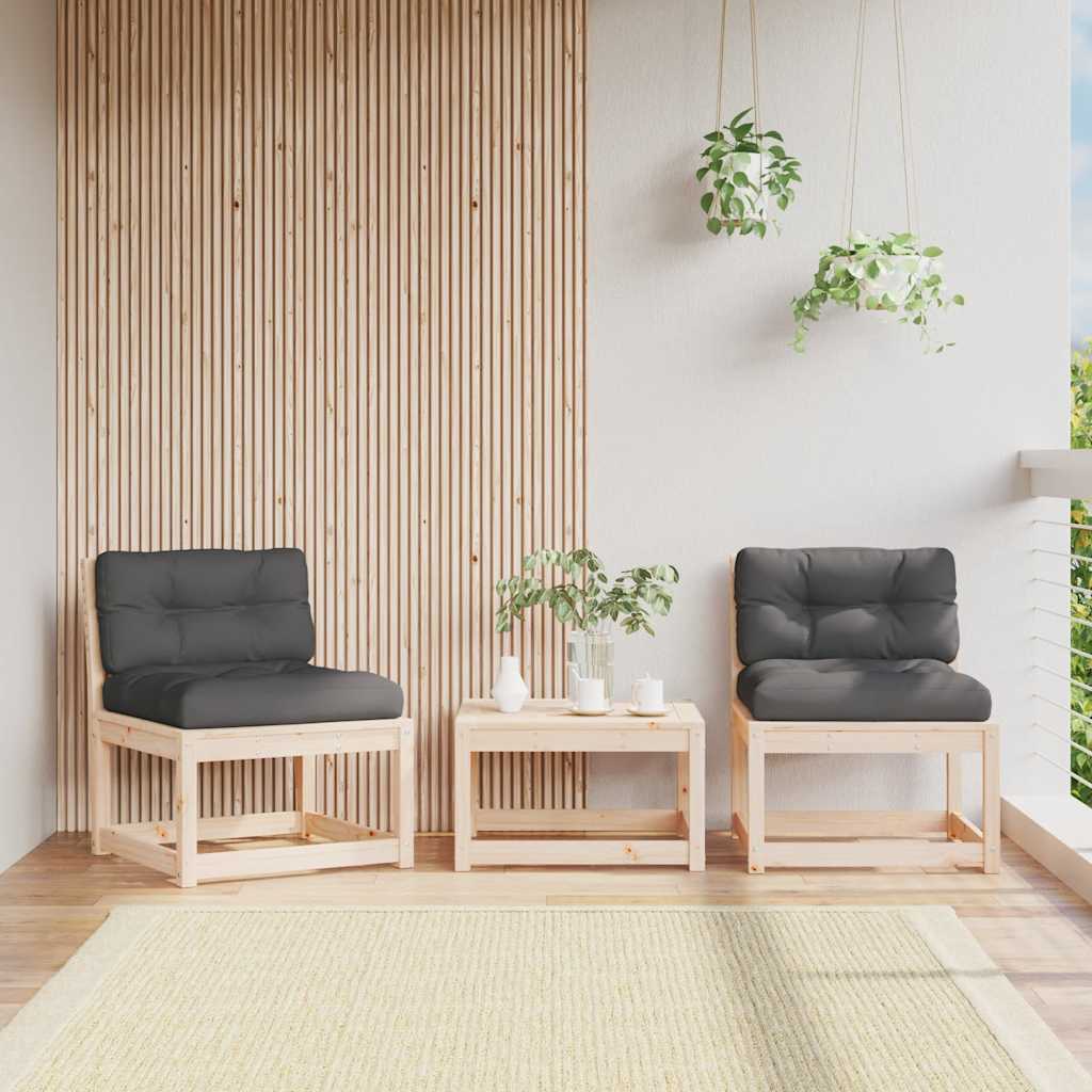 Garden Sofa Solid Wood Pine Natural pine with cushions 2