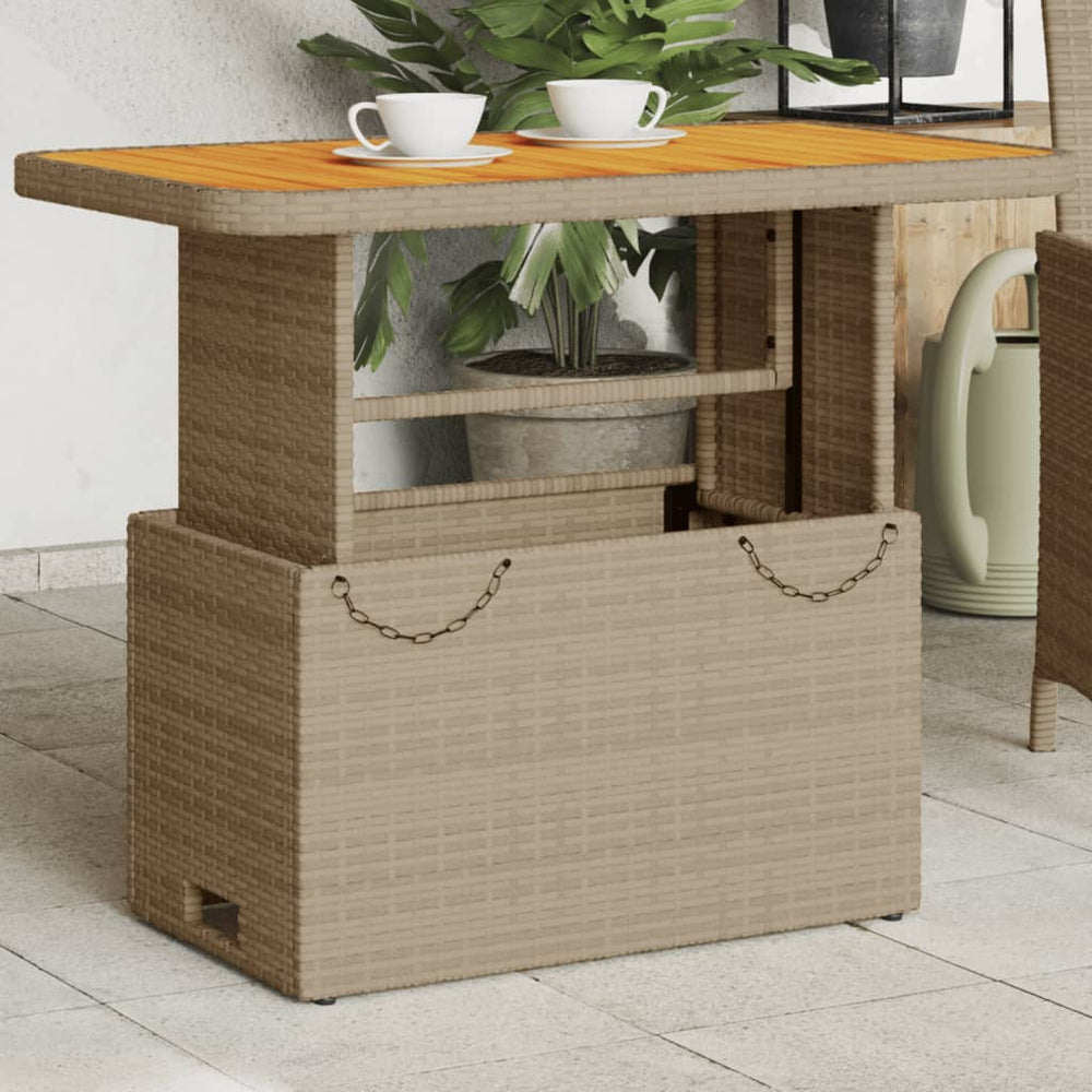 vidaXL Garden Table Poly Rattan and Acacia Wood