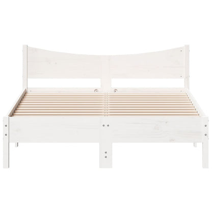 Bed Frame without Mattress Solid Wood Pine Length 200 cm White 140 cm