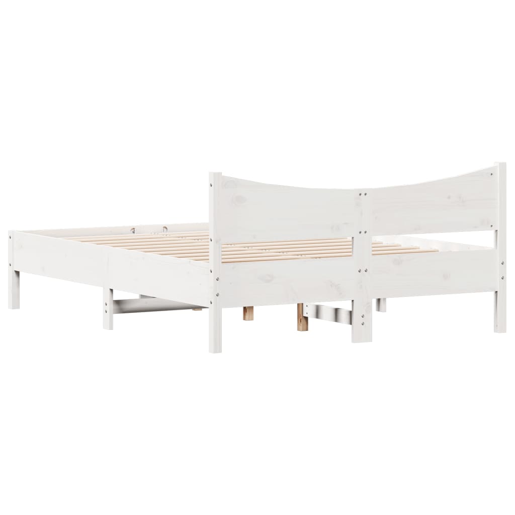 Bed Frame without Mattress Solid Wood Pine Length 200 cm White 140 cm