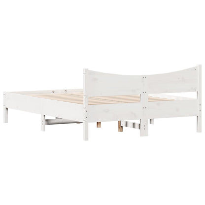 Bed Frame without Mattress Solid Wood Pine Length 200 cm White 140 cm