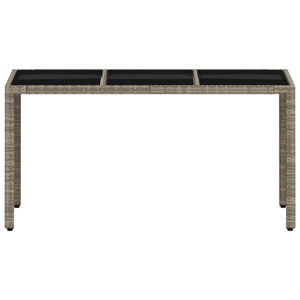 Garden Table with Glass Top 150x90x75 cm Poly Rattan Light grey