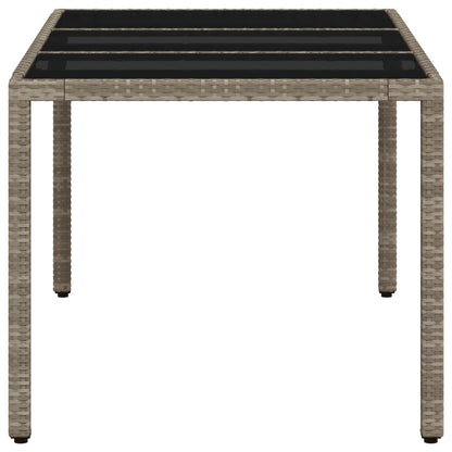 Garden Table with Glass Top 150x90x75 cm Poly Rattan Light grey