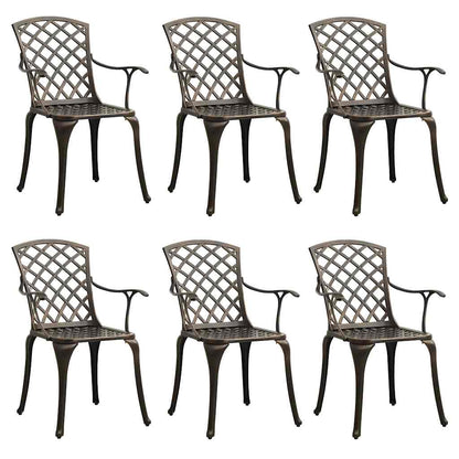 vidaXL Garden Chairs 6 pcs Cast Aluminium Bronze 2