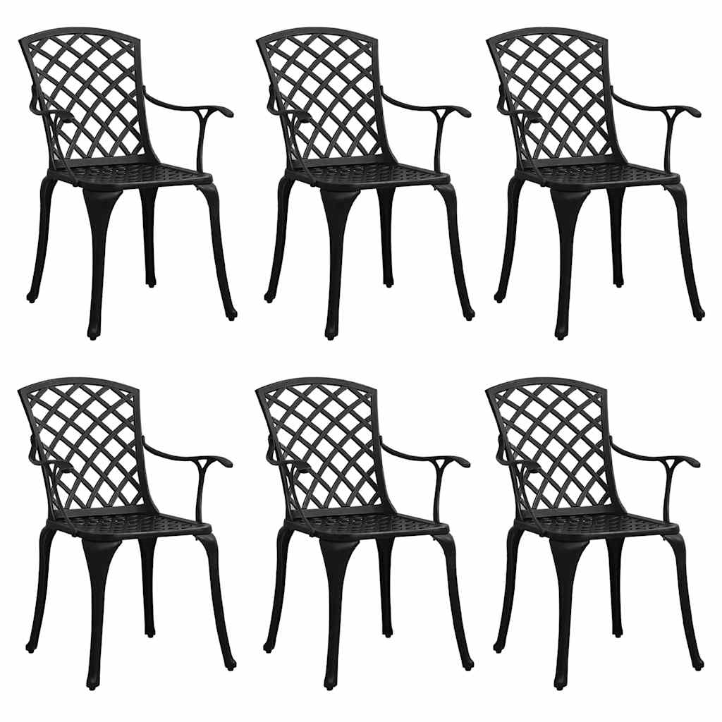 vidaXL Garden Chairs 6 pcs Cast Aluminium Black 2