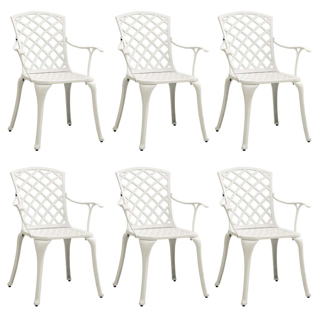 vidaXL Garden Chairs 6 pcs Cast Aluminium White 2