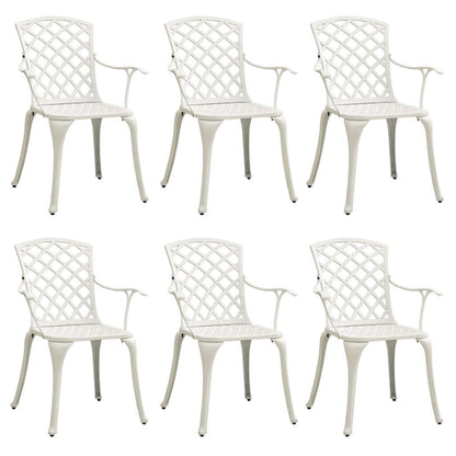 vidaXL Garden Chairs 6 pcs Cast Aluminium White 2