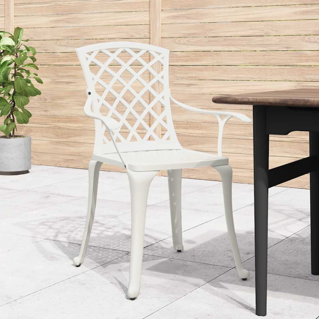 vidaXL Garden Chairs 6 pcs Cast Aluminium White 3
