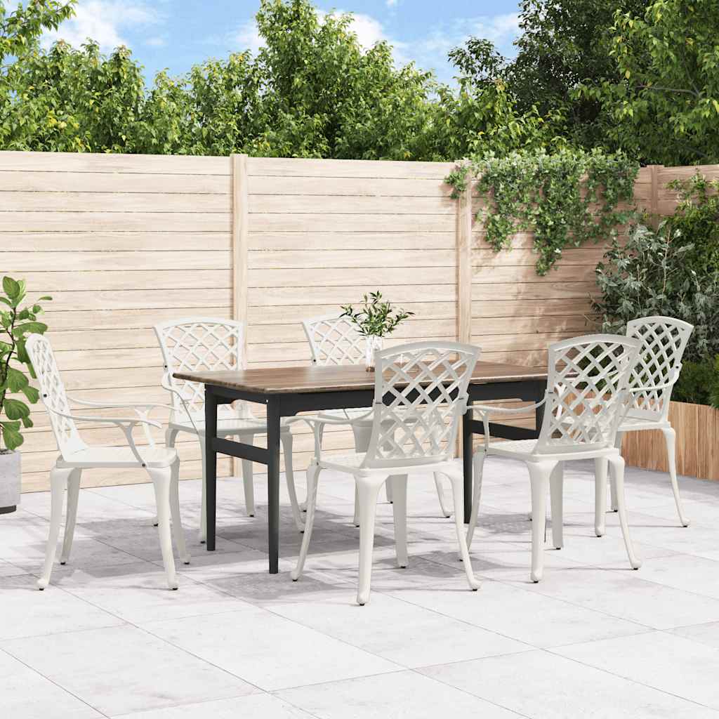 vidaXL Garden Chairs 6 pcs Cast Aluminium White 1