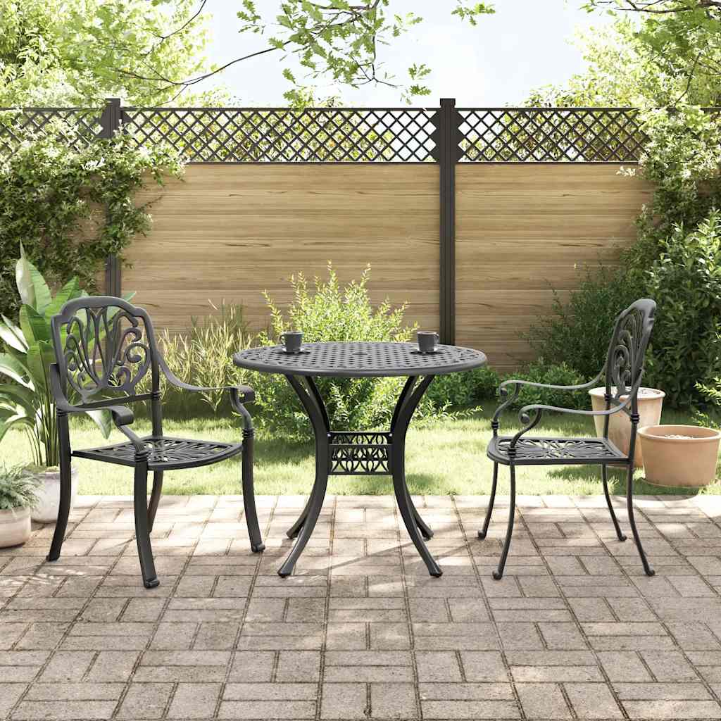 vidaXL 3 Piece Bistro Set Black Cast Aluminium 1
