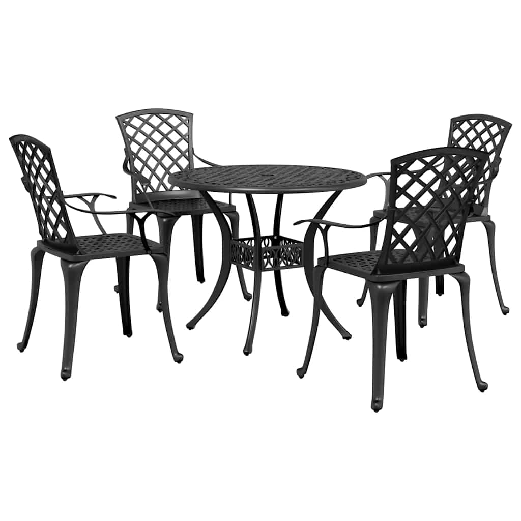 vidaXL 5 Piece Garden Dining Set Black Cast Aluminium 1