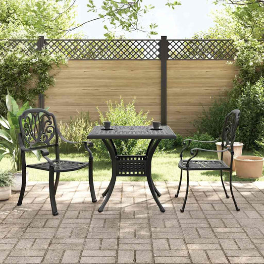 vidaXL 3 Piece Bistro Set Black Cast Aluminium 2
