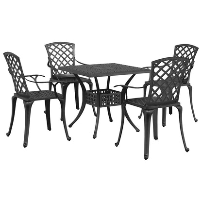 vidaXL 5 Piece Garden Dining Set Black Cast Aluminium 2