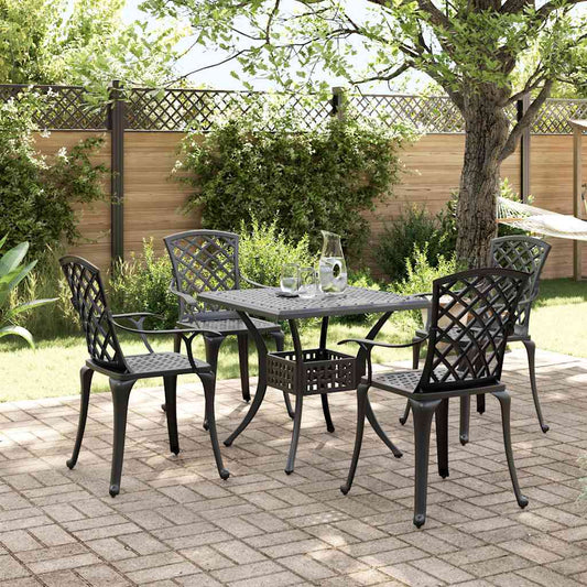 vidaXL 5 Piece Garden Dining Set Black Cast Aluminium 1