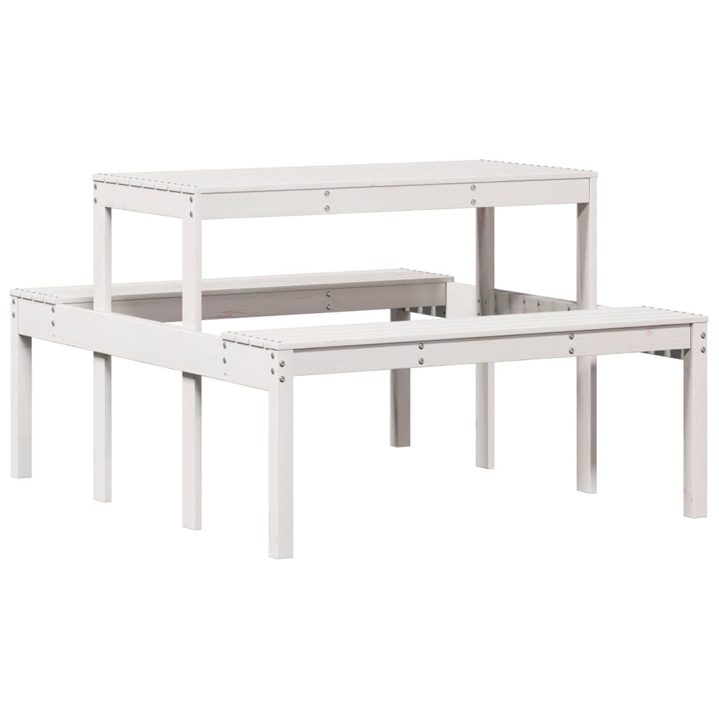Picnic Table Solid Wood Pine White 110 x 134 x 75cm