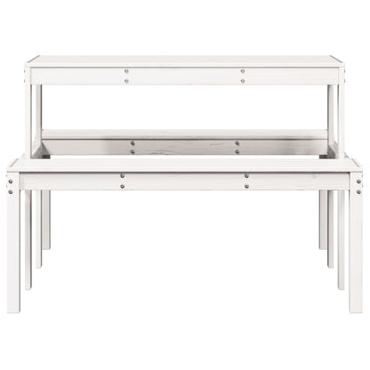 Picnic Table Solid Wood Pine White 110 x 134 x 75cm