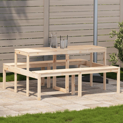 Picnic Table Solid Wood Pine Natural pine 160 x 134 x 75 cm
