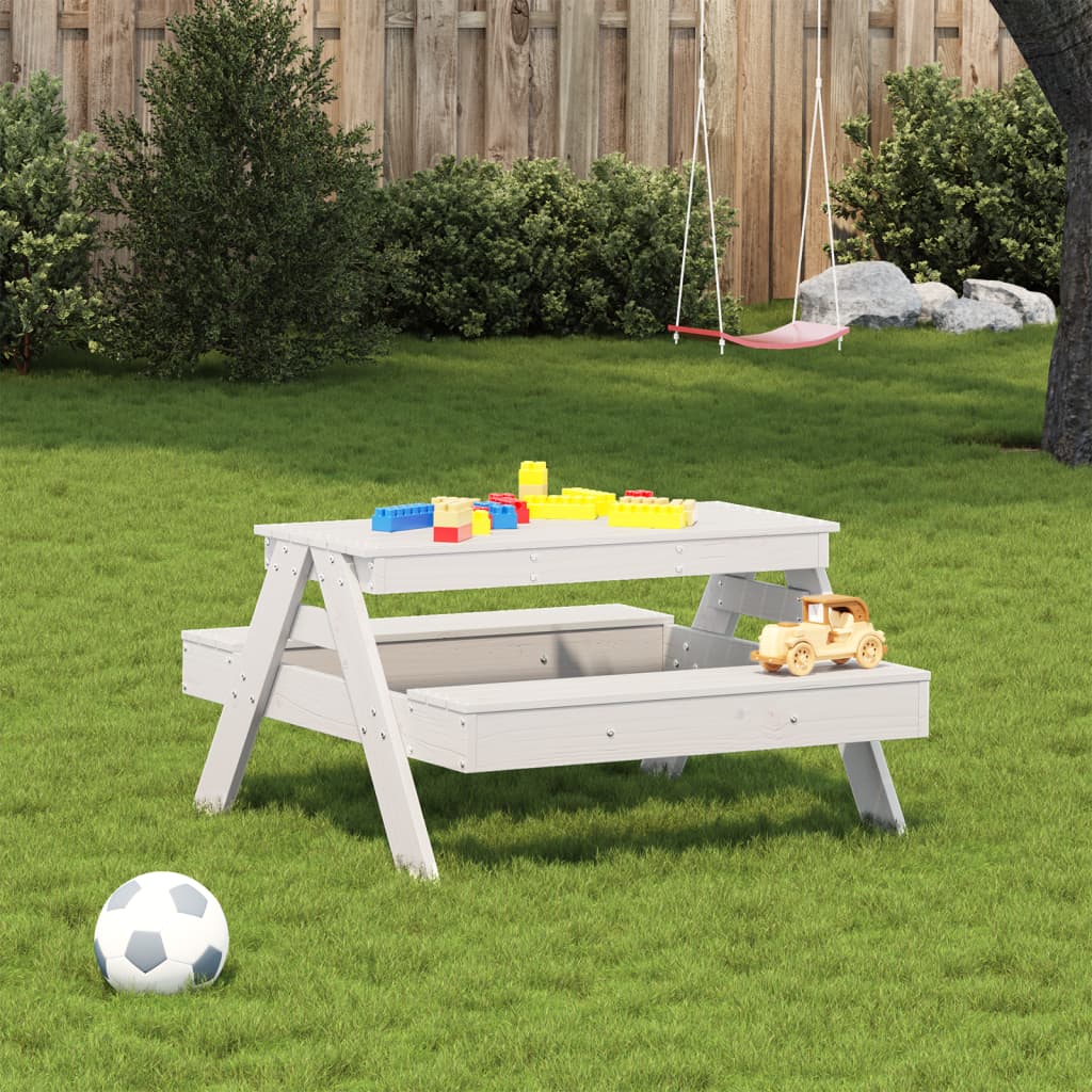 Picnic Table for Kids 88x97x52 cm Solid Wood Pine White