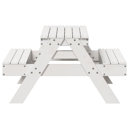 Picnic Table for Kids 88x97x52 cm Solid Wood Pine White