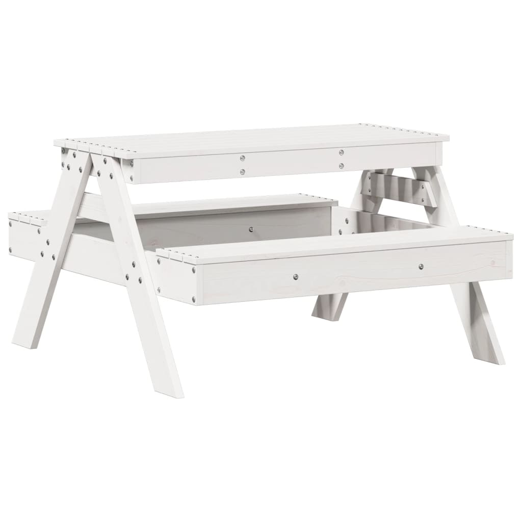 Picnic Table for Kids 88x97x52 cm Solid Wood Pine White