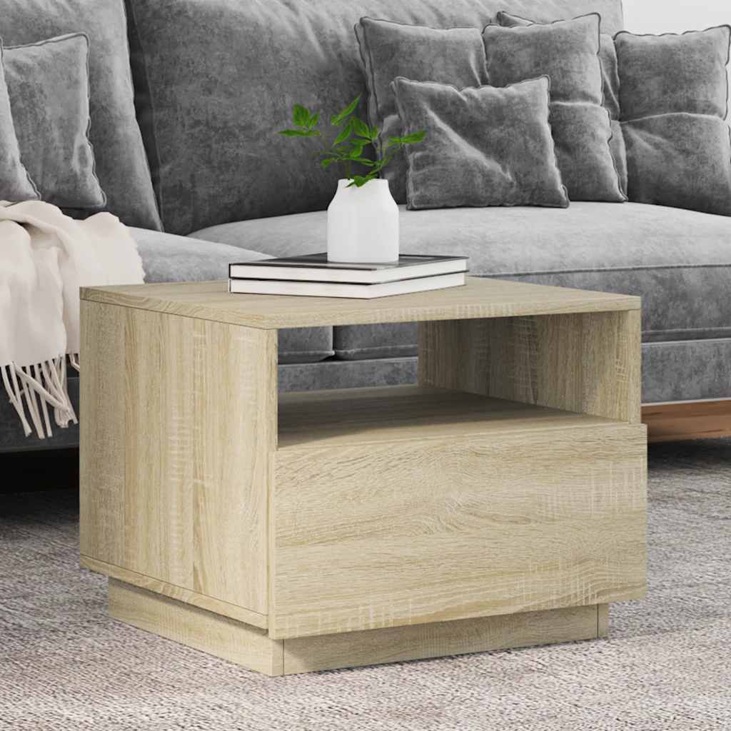 Coffee Table with LED Lights 50x49x40 cm Sonoma oak 50 cm
