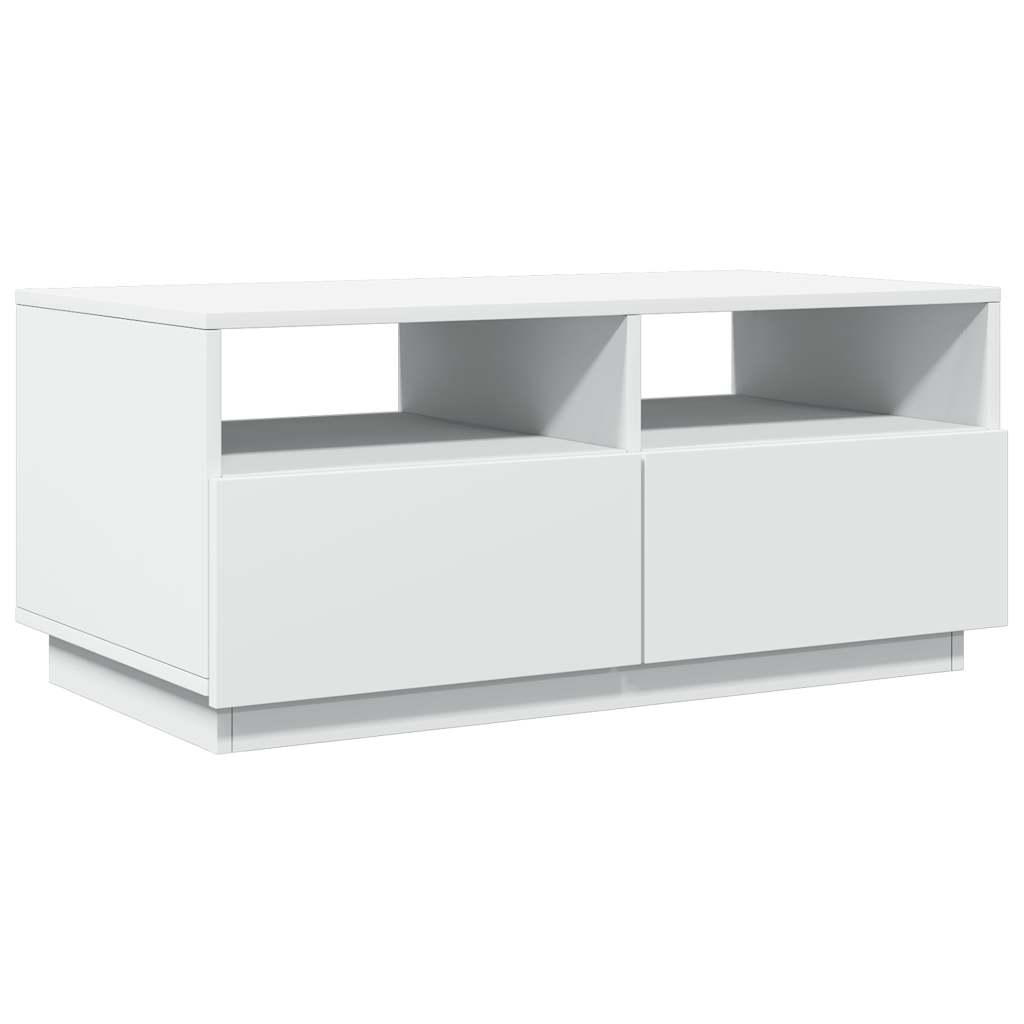 Coffee Table with LED Lights 50x49x40 cm White 90 cm