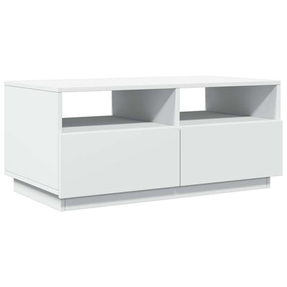 Coffee Table with LED Lights 50x49x40 cm White 90 cm