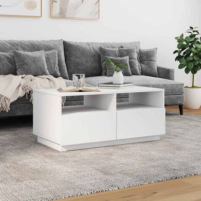 Coffee Table with LED Lights 50x49x40 cm White 90 cm