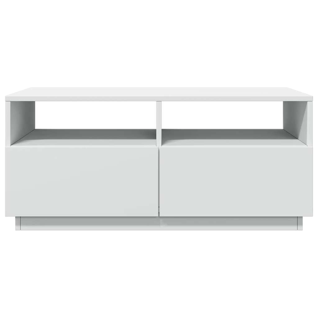 Coffee Table with LED Lights 50x49x40 cm White 90 cm
