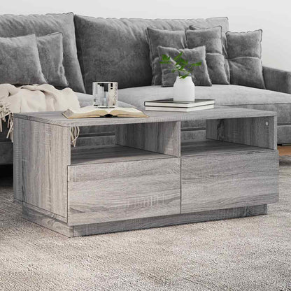 Coffee Table with LED Lights 50x49x40 cm Grey sonoma 90 cm