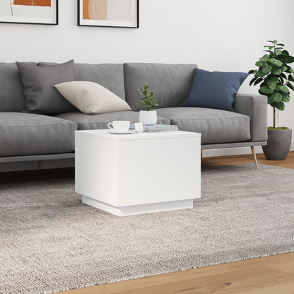 Coffee Table with LED Lights 50x50x40 cm White 50 cm