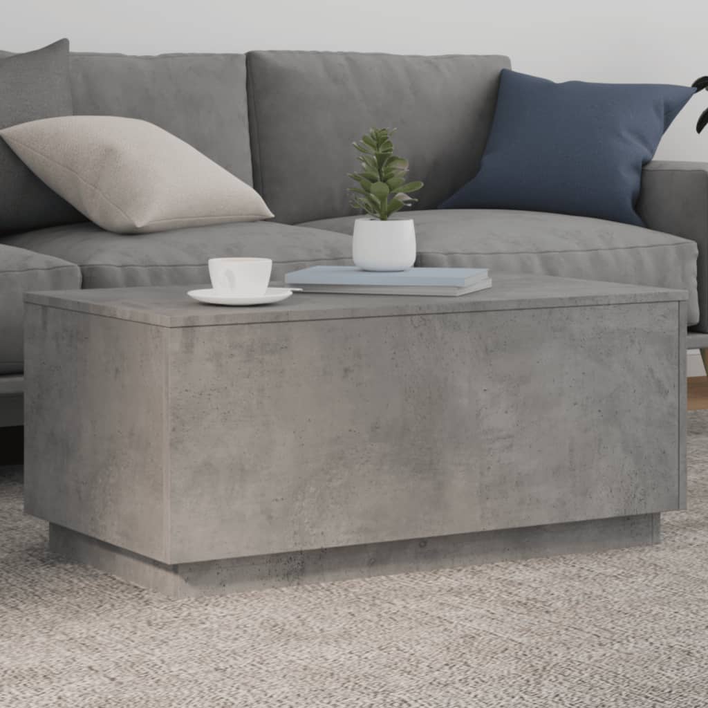 Coffee Table with LED Lights 50x50x40 cm Concrete grey 90 cm