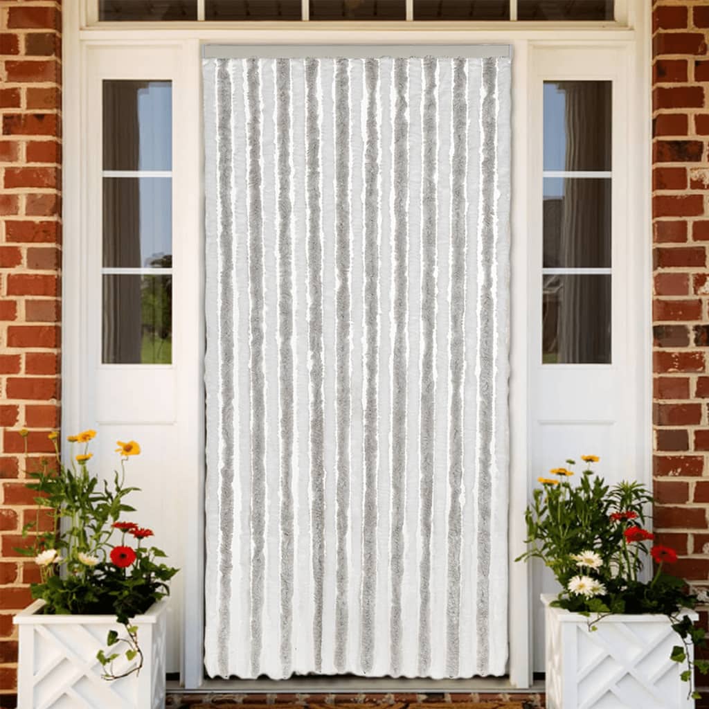 Insect Curtain 90x220 cm Chenille Light grey and white