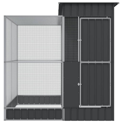 Aviary with Extension Silver Steel 209 cm 203 cm