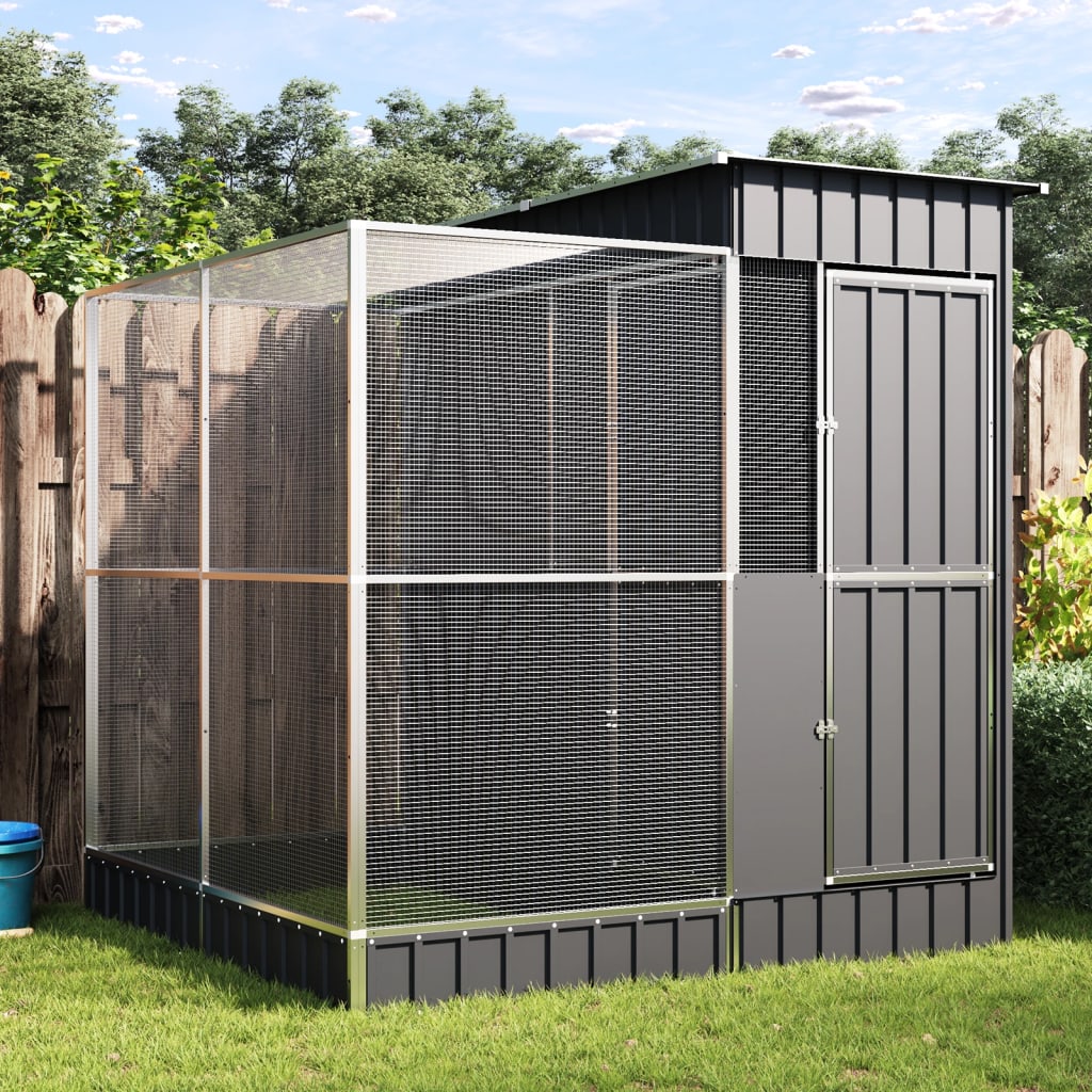 vidaXL Aviary with Extension Silver 209x203x216 cm Steel 1