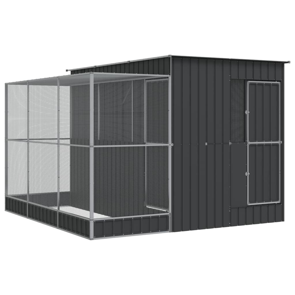 Aviary with Extension Silver Steel 290 cm 303 cm