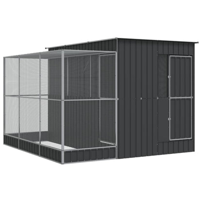 Aviary with Extension Silver Steel 290 cm 303 cm