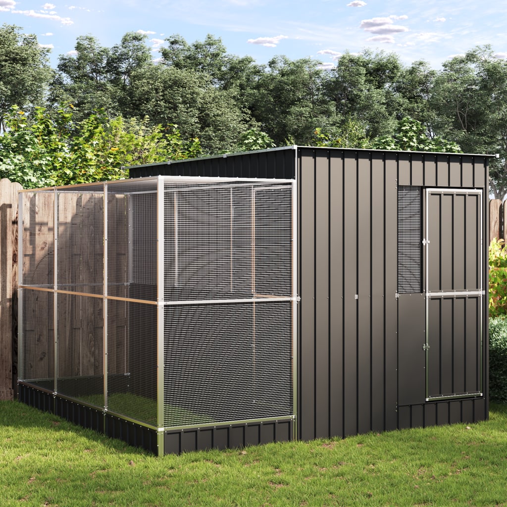 vidaXL Aviary with Extension Silver 290x303x216 cm Steel 1
