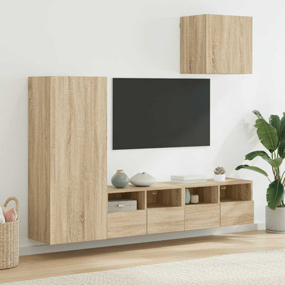 4 Piece TV Wall Units Engineered Wood Sonoma oak