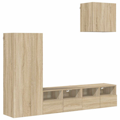 4 Piece TV Wall Units Engineered Wood Sonoma oak