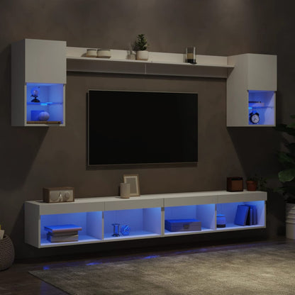 vidaXL 6 Piece TV Wall Units with LED Engineered Wood