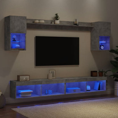 vidaXL 6 Piece TV Wall Units with LED Engineered Wood