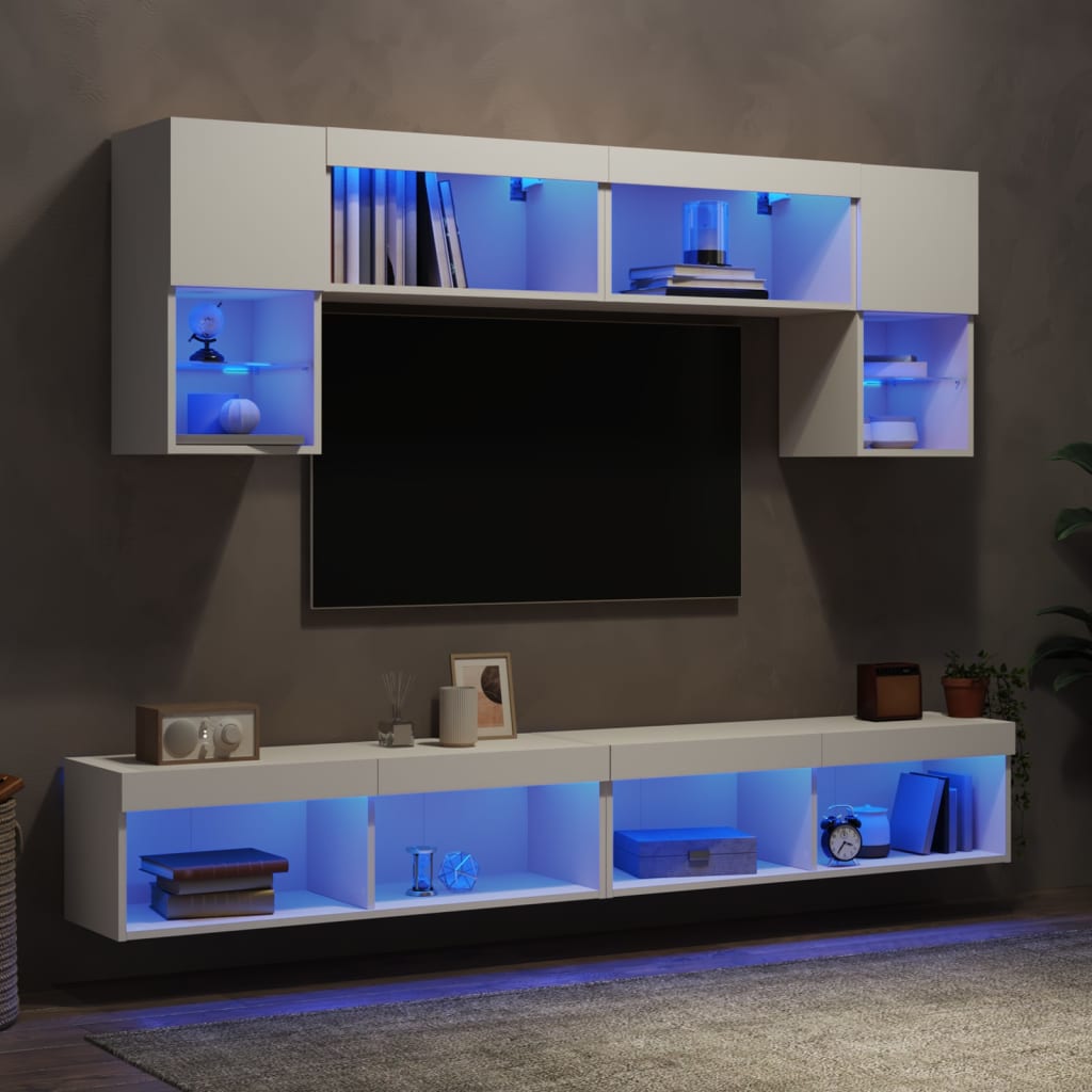 vidaXL 6 Piece TV Wall Units with LED Engineered Wood