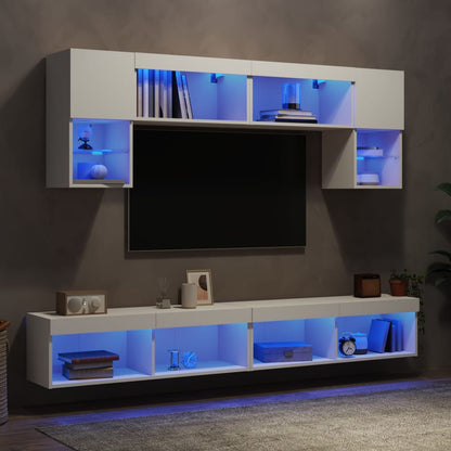 vidaXL 6 Piece TV Wall Units with LED Engineered Wood