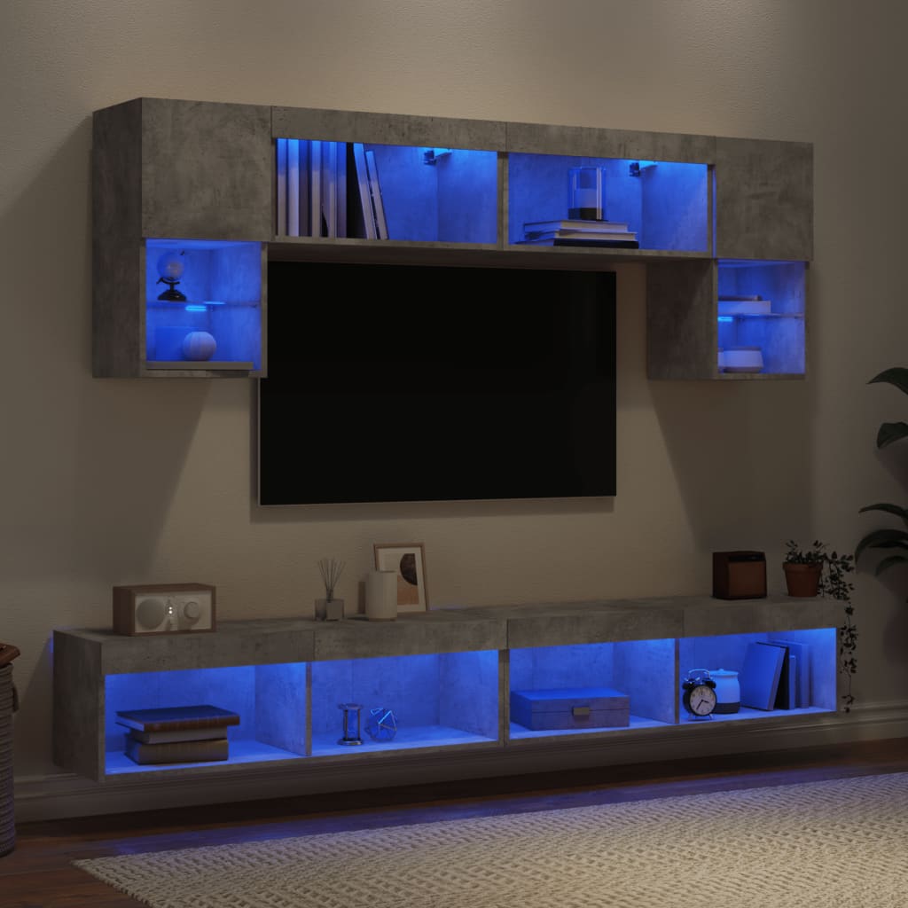 vidaXL 6 Piece TV Wall Units with LED Engineered Wood